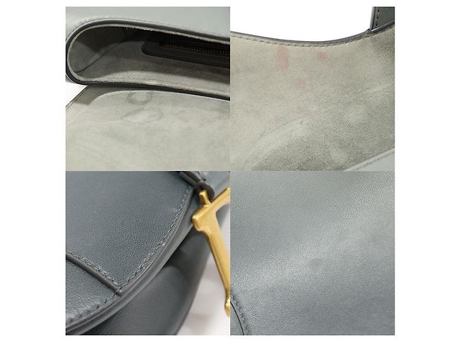 Saddle Dior Borsa a spalla media in pelle di vitello gradiente blu grigio - vista 6