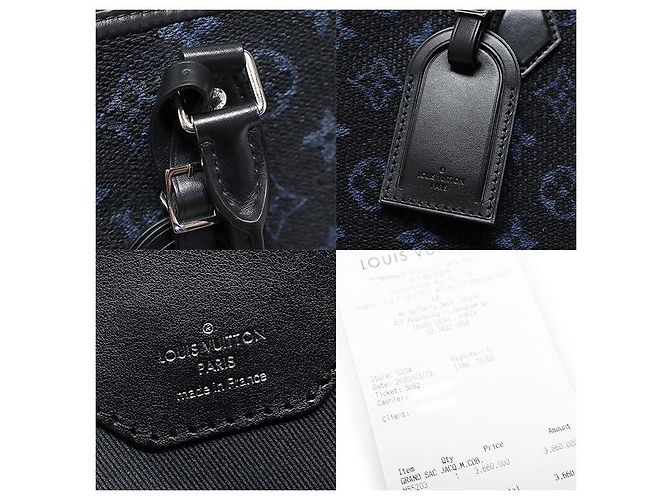Louis Vuitton Borsa Tote Grande in Jacquard Monogramma Blu - vista 7