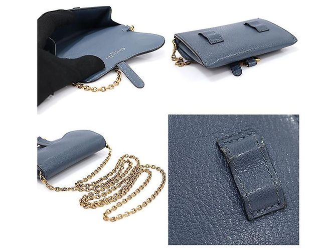 Saddle Dior Borsa a tracolla nano in pelle di capra denim scuro con catena Blu - vista 6