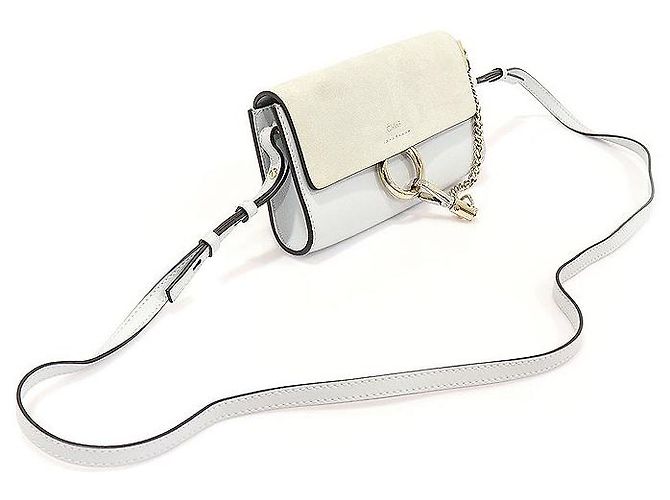 Chloé Mini borsa a tracolla Faye in pelle scamosciata blu grigio - vista 3