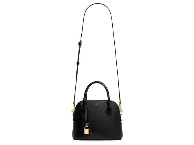 Céline Mini Borsa Onorin Pelle di Vitello Lucida Nera Nero - vista 5