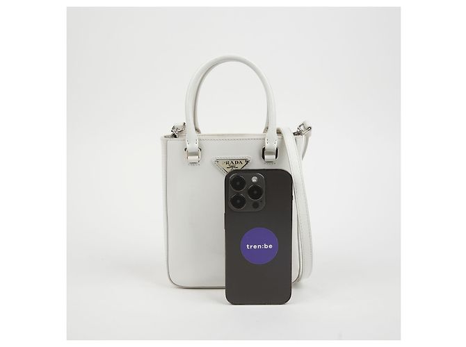 Tote Prada Borsa a spalla piccola spazzolata Bianco - vista 10