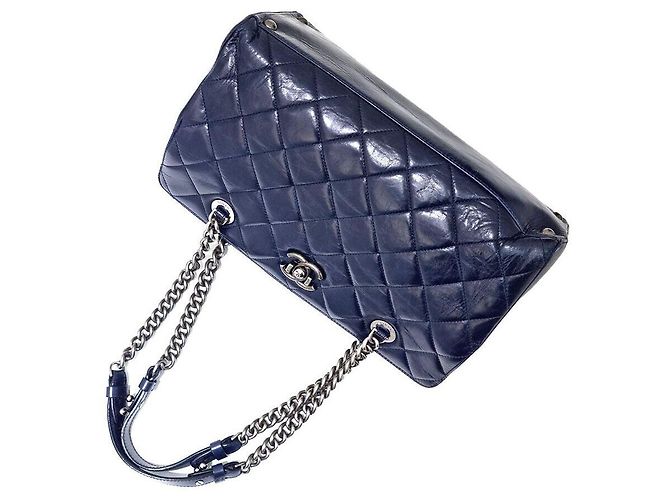 Chanel Borsa a spalla in pelle di vitello con catena Blu - vista 3