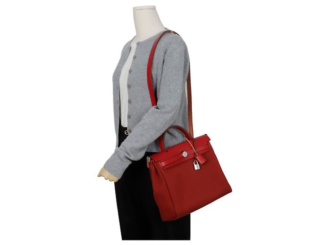 Hermès Erback Größe Tote Schultertasche Rot - Ansicht 17