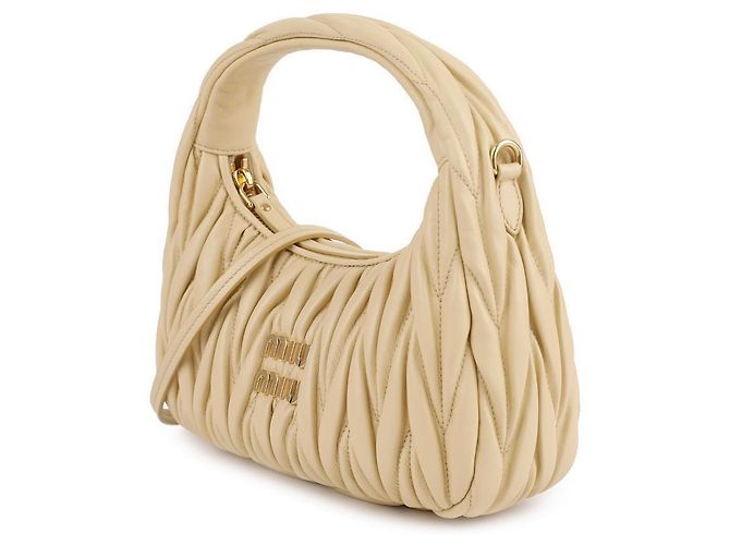 Miu Miu Borsa hobo in pelle Napa Verde - vista 4