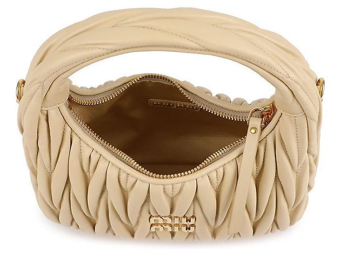 Miu Miu Borsa hobo in pelle Napa Verde - vista 7