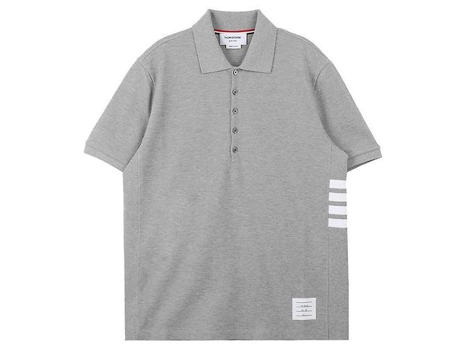 Thom Browne Polo Classico a Maniche Corte Marrone - vista 3