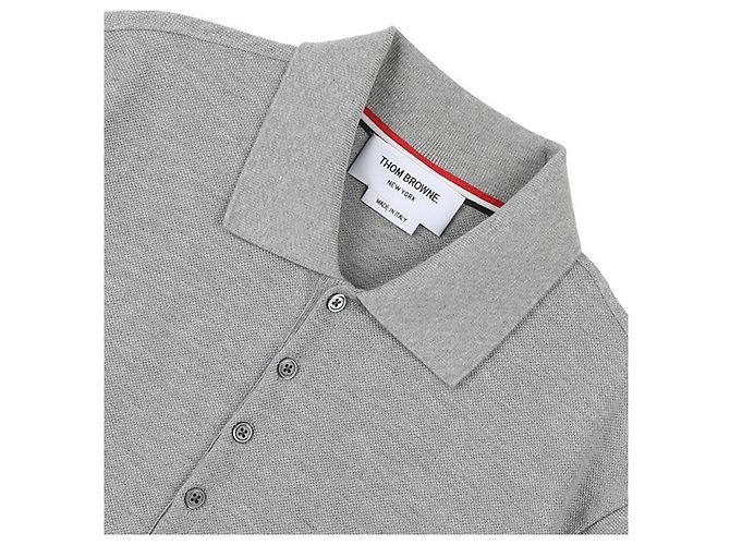 Thom Browne Polo Classico a Maniche Corte Marrone - vista 5