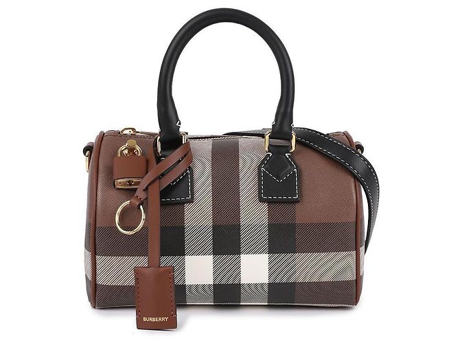 Burberry Mini borsa da bowling a quadretti Marrone - vista 3