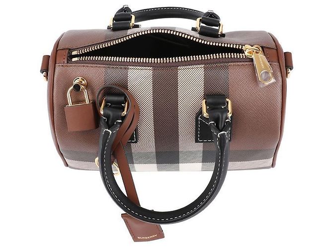 Burberry Mini borsa da bowling a quadretti Marrone - vista 7