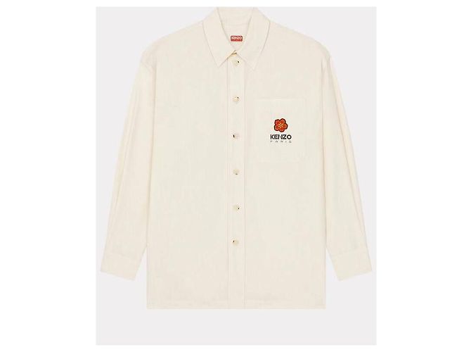 Kenzo Camicia overshirt con ricamo floreale Bianco - vista 4