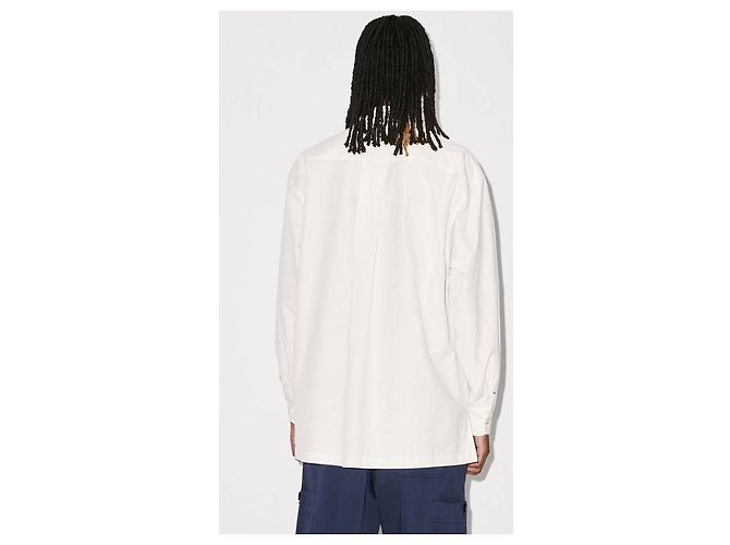 Kenzo Camicia overshirt con ricamo floreale Bianco - vista 7