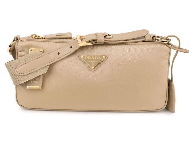Prada Grande borsa a spalla in pelle Re-Nylon Marrone - vista 3