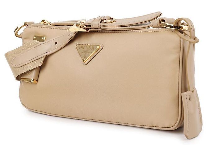 Prada Grande borsa a spalla in pelle Re-Nylon Marrone - vista 4