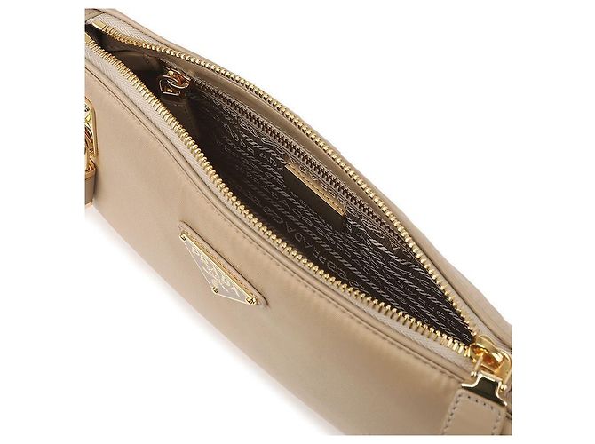 Prada Grande borsa a spalla in pelle Re-Nylon Marrone - vista 8