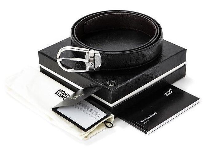 Montblanc Reversible Men's Leather Belt Black - view 9