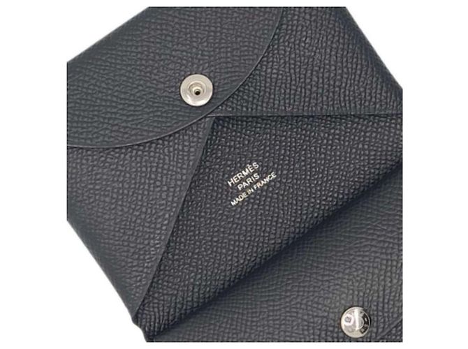 Hermès Calvi Duo Kartenhalter Epsom Palladium Schwarz - Ansicht 7