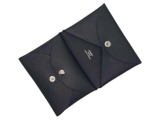 Hermès Calvi Duo Kartenhalter Epsom Palladium Schwarz - Ansicht 8