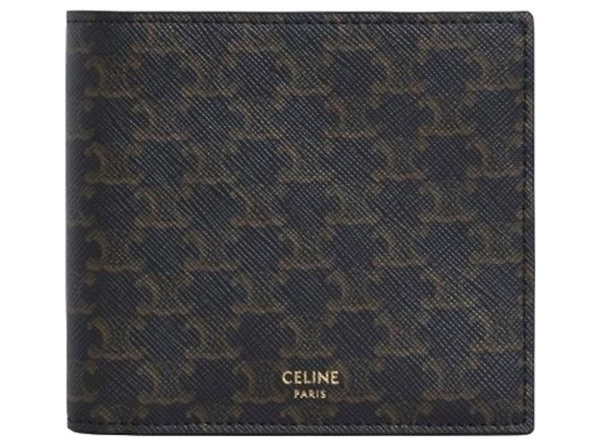 Céline Cartera Slim de Piel de Ternera Negra Triomphe Canvas Negro - vista 2