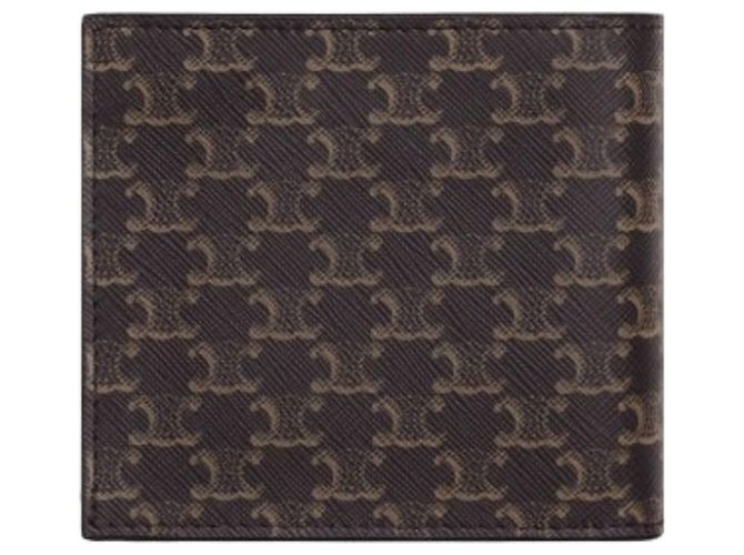 Céline Cartera Slim de Piel de Ternera Negra Triomphe Canvas Negro - vista 3