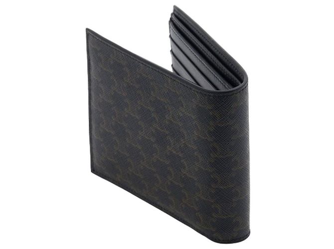 Céline Cartera Slim de Piel de Ternera Negra Triomphe Canvas Negro - vista 4