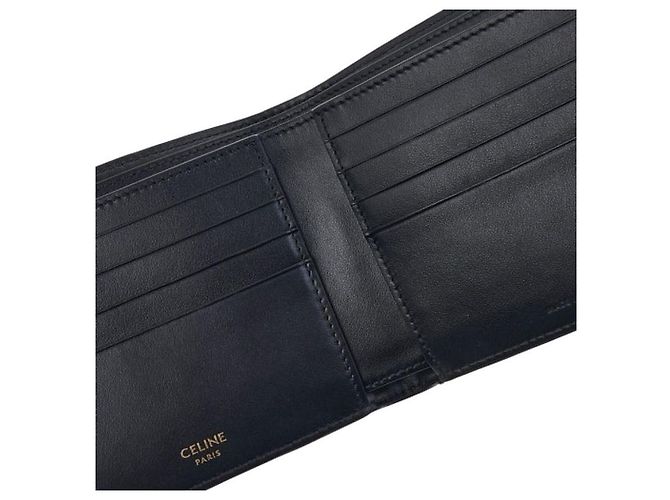 Céline Cartera Slim de Piel de Ternera Negra Triomphe Canvas Negro - vista 8