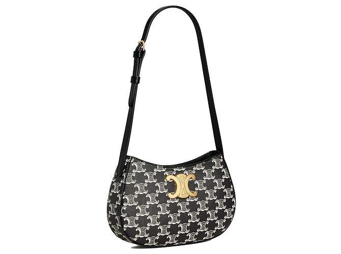 Céline Two-Tone Triomphe Canvas Medium Tilly Bag Black - view 2