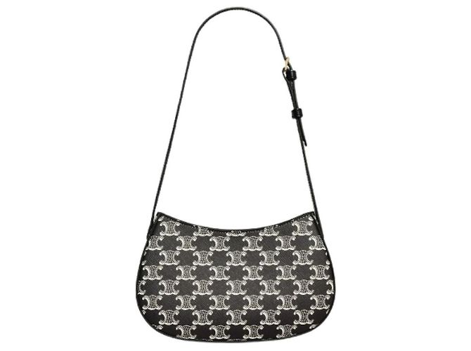 Céline Two-Tone Triomphe Canvas Medium Tilly Bag Black - view 3