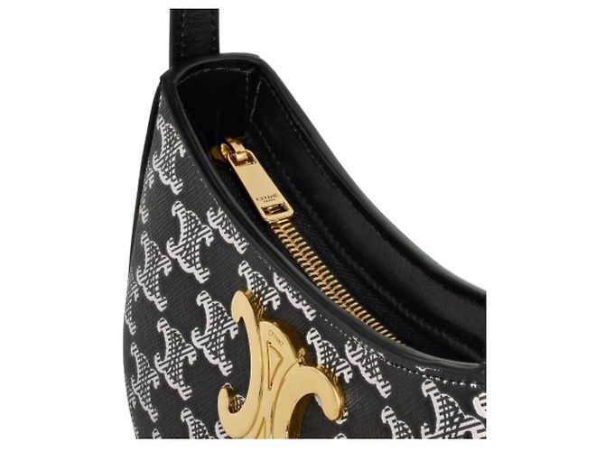 Céline Two-Tone Triomphe Canvas Medium Tilly Bag Black - view 5