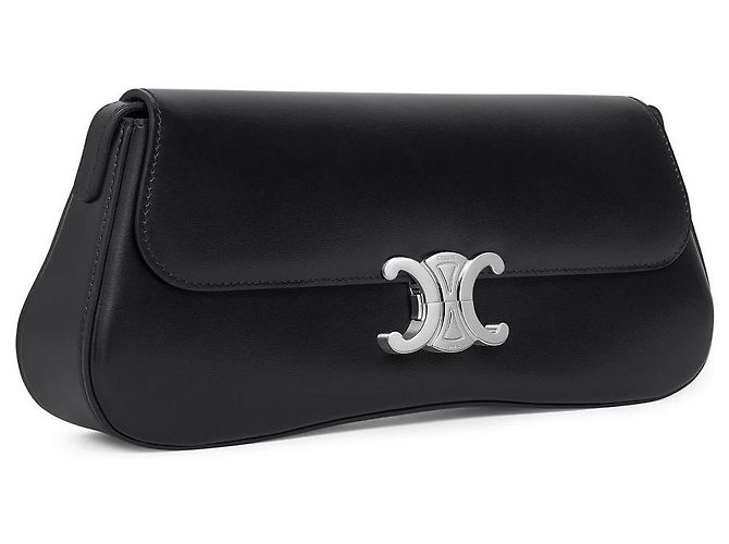 Céline Borsa Medium Lora in pelle di vitello lucida nera Nero - vista 2