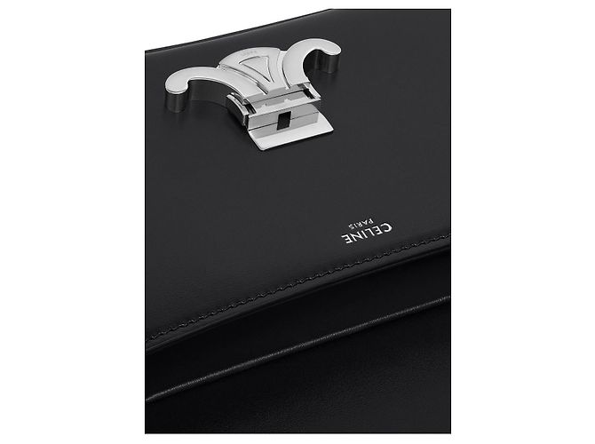 Céline Borsa Medium Lora in pelle di vitello lucida nera Nero - vista 4
