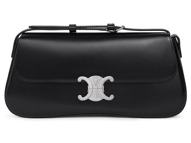 Céline Borsa Medium Lora in pelle di vitello lucida nera Nero - vista 6