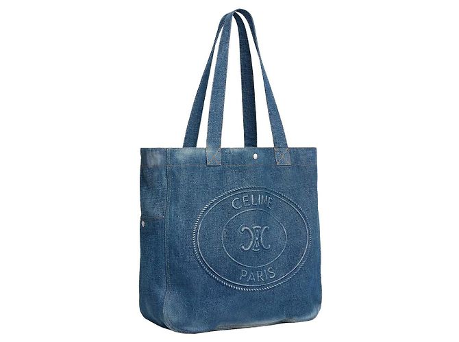 Céline Grande Borsa in Denim Lavaggio Scuro Union Marrone - vista 2