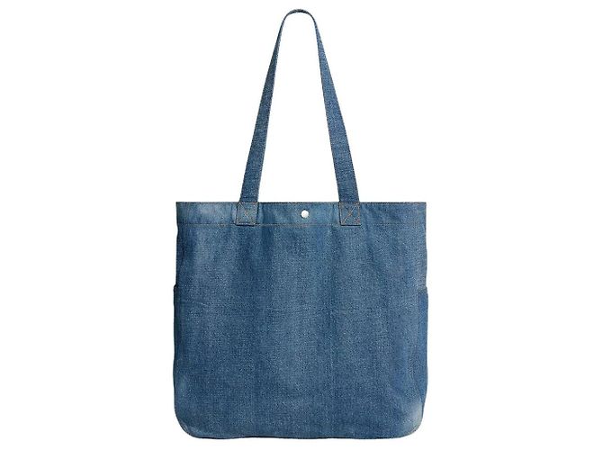 Céline Grande Borsa in Denim Lavaggio Scuro Union Marrone - vista 3
