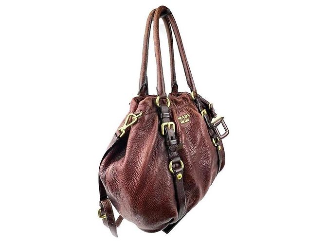 Prada Borsa a spalla in pelle con gradiente di mattoni Rosso - vista 4