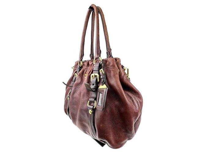 Prada Borsa a spalla in pelle con gradiente di mattoni Rosso - vista 5
