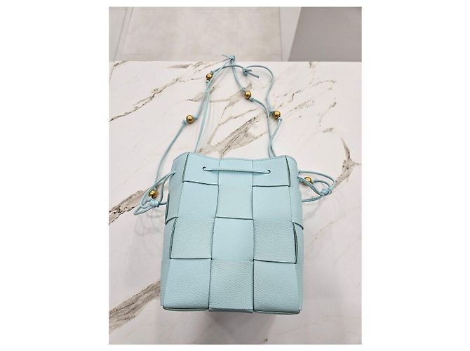 Bottega Veneta Mini borsa a secchiello Intrecciato Blu - vista 13