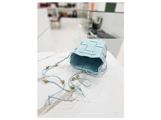 Bottega Veneta Mini borsa a secchiello Intrecciato Blu - vista 14