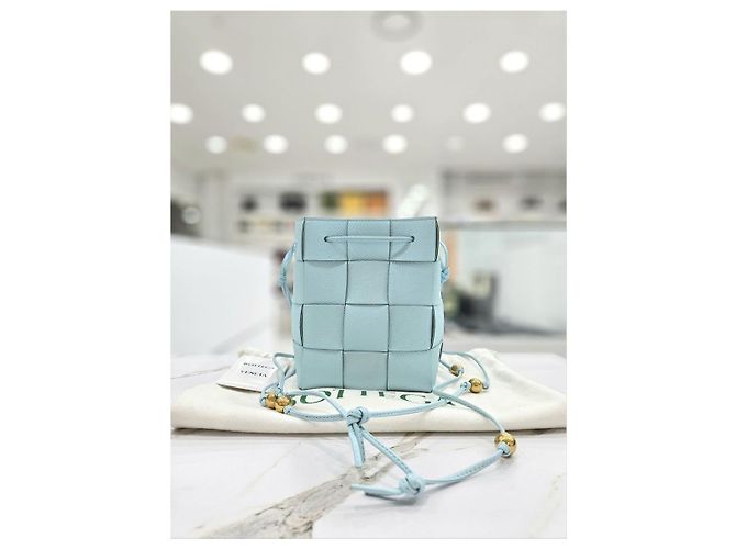 Bottega Veneta Mini borsa a secchiello Intrecciato Blu - vista 3