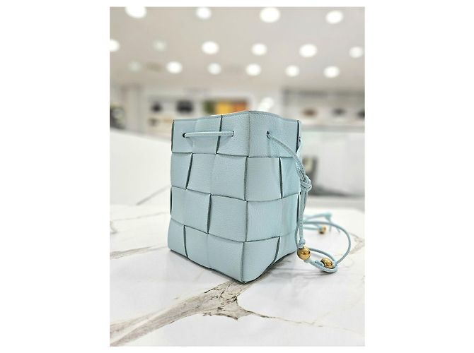 Bottega Veneta Mini borsa a secchiello Intrecciato Blu - vista 5
