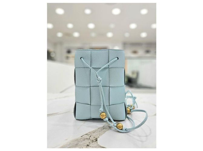 Bottega Veneta Mini borsa a secchiello Intrecciato Blu - vista 6