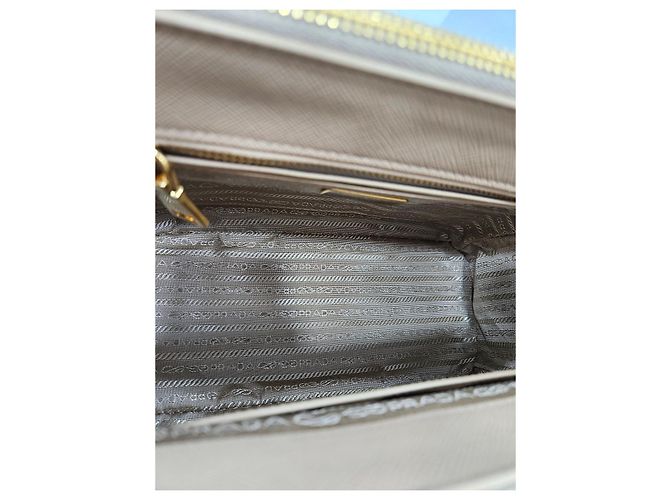 Prada Borsa Tote Media Saffiano Beige Sabbia Marrone - vista 21