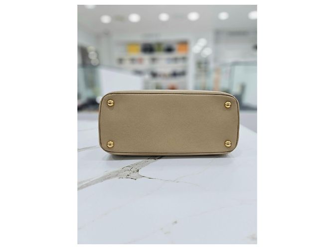 Prada Borsa Tote Media Saffiano Beige Sabbia Marrone - vista 7