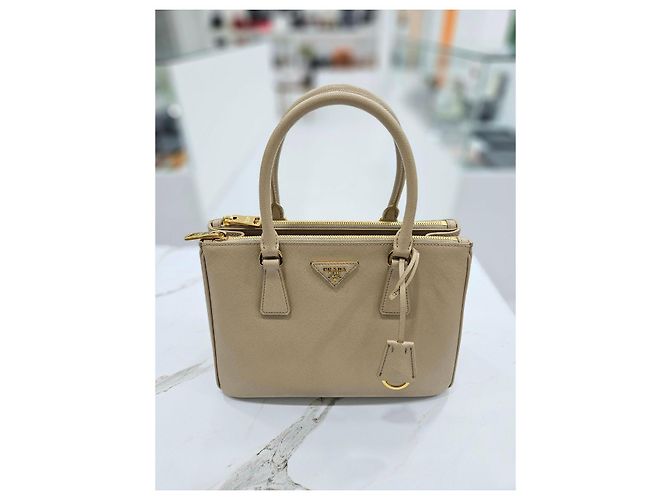 Prada Borsa Tote Media Saffiano Beige Sabbia Marrone - vista 9