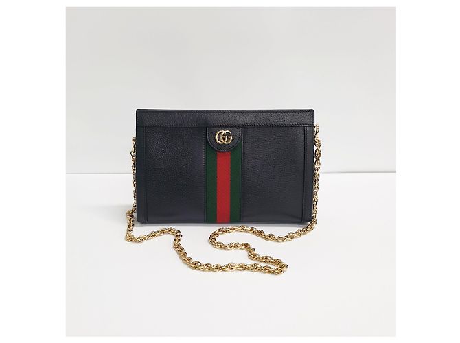 Gucci Borsa a spalla GG Supreme Ophidia con catena dorata Marrone - vista 4