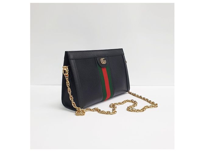Gucci Borsa a spalla GG Supreme Ophidia con catena dorata Marrone - vista 5