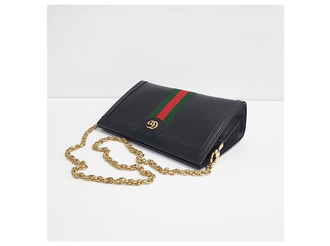 Gucci Borsa a spalla GG Supreme Ophidia con catena dorata Marrone - vista 6
