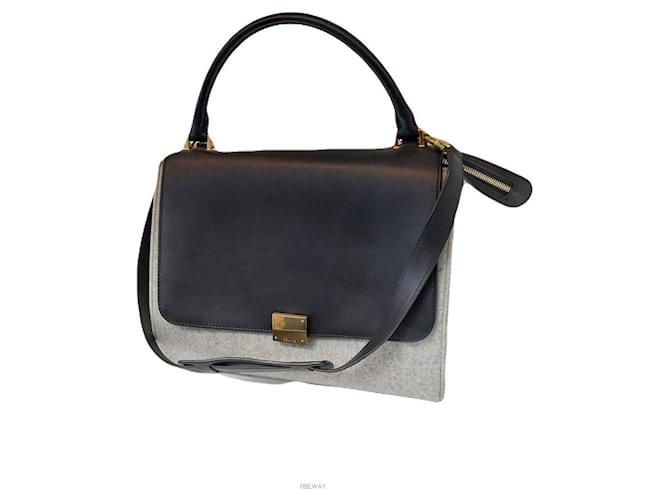 Céline Trapeze Medium Black Gray Shoulder Bag Nero - vista 2
