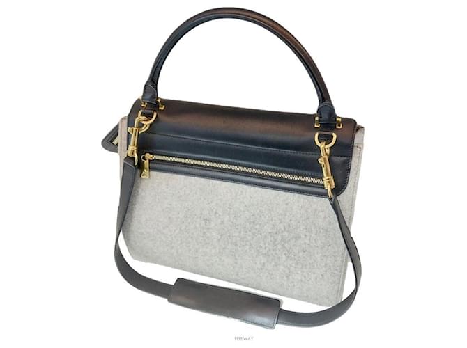 Céline Trapeze Medium Black Gray Shoulder Bag Nero - vista 3