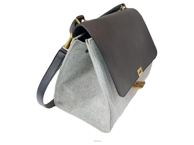 Céline Trapeze Medium Black Gray Shoulder Bag Nero - vista 4